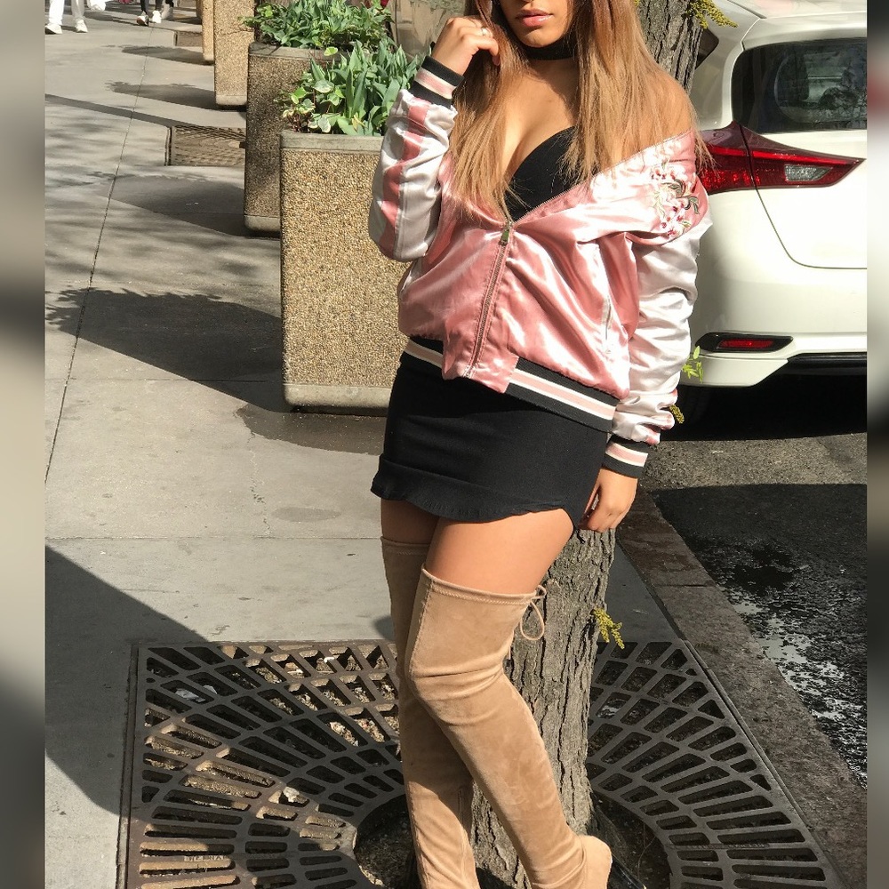 Pink Floral Bomber Jacket